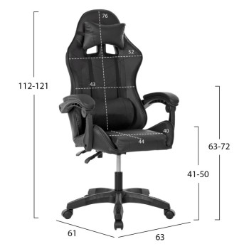 Καρέκλα Art Maison Asters Gaming Δερματίνης Μαύρη