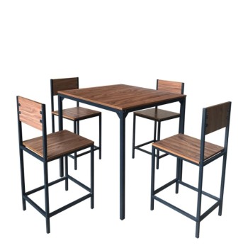 Σετ Τραπεζαρία (4+1) Art Maison Fivespot Καφέ/Μαύρο MDF/Μελαμίνη 90x90x90cm