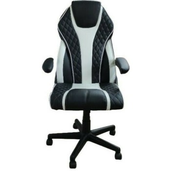 Καρέκλα Gaming Art Maison Pincushion Δερματίνης Μαυρο/Λευκο