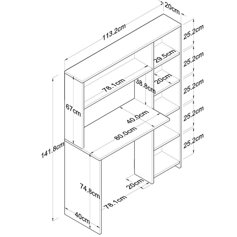 Γραφείο εργασίας Art Maison Volturino - White (113x40x142εκ.)