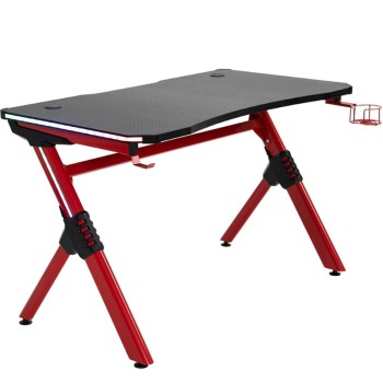 Γραφείο Gaming Art Maison Flannel Μαύρο/Κόκκινο Ξύλο/Μέταλλο 120x65x75cm