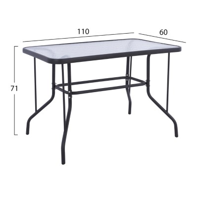 ΤΡΑΠΕΖΙ Art Maison Pacha ΜΕΤΑΛΛΙΚΟ ΣΚΟΥΡΟ ΓΚΡΙ ΜΕ ΓΥΑΛΙΝΗ ΕΠΙΦΑΝΕΙΑ 110Χ60Χ71Υεκ.