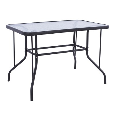 ΤΡΑΠΕΖΙ Art Maison Pacha ΜΕΤΑΛΛΙΚΟ ΣΚΟΥΡΟ ΓΚΡΙ ΜΕ ΓΥΑΛΙΝΗ ΕΠΙΦΑΝΕΙΑ 110Χ60Χ71Υεκ.