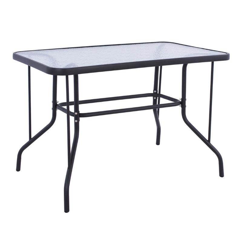 ΤΡΑΠΕΖΙ Art Maison Pacha ΜΕΤΑΛΛΙΚΟ ΣΚΟΥΡΟ ΓΚΡΙ ΜΕ ΓΥΑΛΙΝΗ ΕΠΙΦΑΝΕΙΑ 110Χ60Χ71Υεκ.