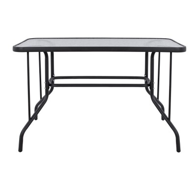 ΤΡΑΠΕΖΙ Art Maison Pacha ΜΕΤΑΛΛΙΚΟ ΣΚΟΥΡΟ ΓΚΡΙ ΜΕ ΓΥΑΛΙΝΗ ΕΠΙΦΑΝΕΙΑ 110Χ60Χ71Υεκ.