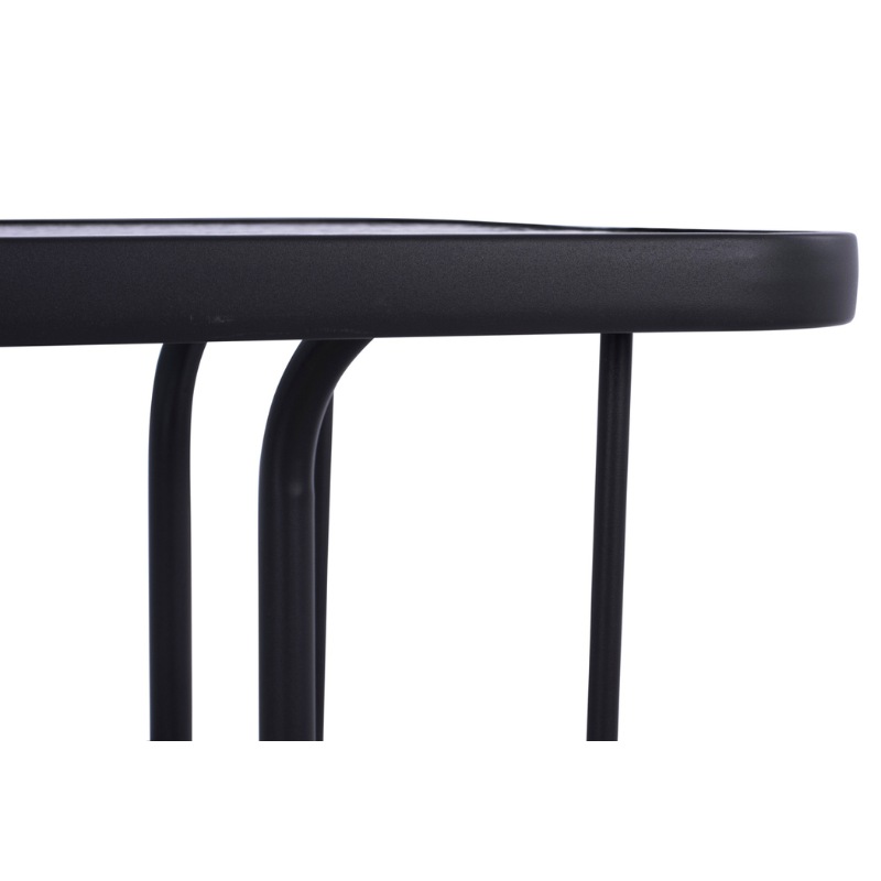 ΤΡΑΠΕΖΙ Art Maison Pacha ΜΕΤΑΛΛΙΚΟ ΣΚΟΥΡΟ ΓΚΡΙ ΜΕ ΓΥΑΛΙΝΗ ΕΠΙΦΑΝΕΙΑ 110Χ60Χ71Υεκ.