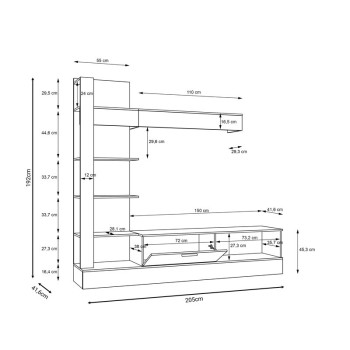 Σύνθετο σαλονιού Art Maison Forli - Black Oak (205x41.5x192εκ)