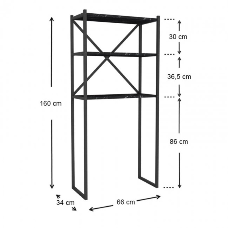 Έπιπλο πλυντηρίου Art Maison Αξίνη - Black (66x34x160εκ.)