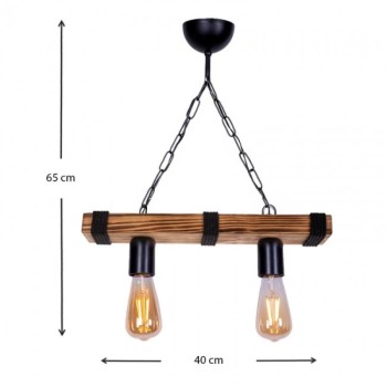Φωτιστικό οροφής δίφωτο Art Maison Καρδιώτισσα - Walnut Natural (40x10x65εκ.)