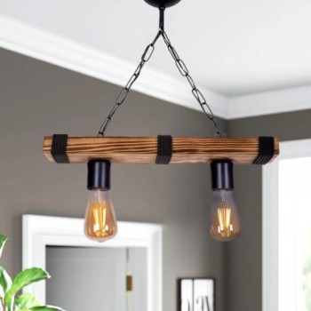 Φωτιστικό οροφής δίφωτο Art Maison Καρδιώτισσα - Walnut Natural (40x10x65εκ.)