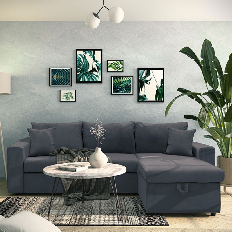 Γωνιακός καναπές κρεβάτι Art Maison Μιλάνο - Charcoal (225x148x81εκ)