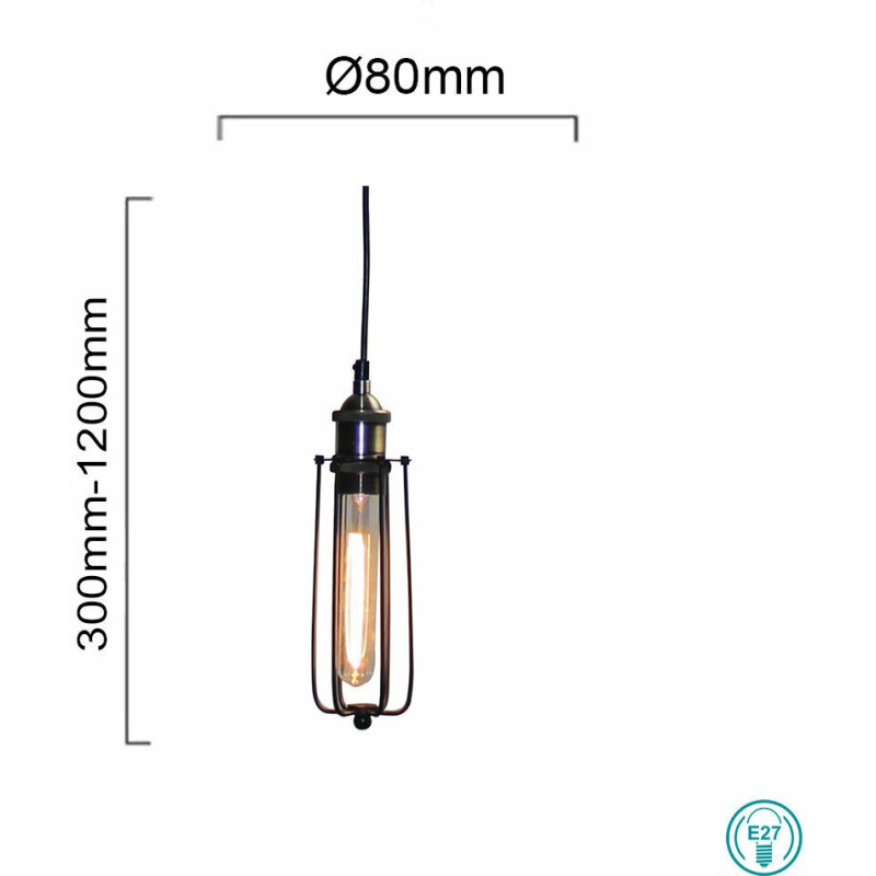 Κρεμαστό Φωτιστικό Art Maison Keita Μαύρο Πλέγμα με Ντουί E27 8x8x120εκ.