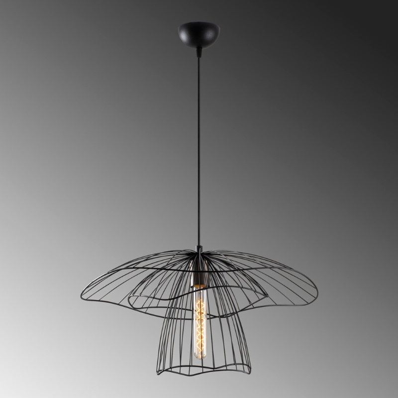 ΦΩΤΙΣΤΙΚΟ ΟΡΟΦΗΣ ART MAISON TADAO ΜΕΤΑΛΛΙΚΟ ΚΡΕΜΑΣΤΟ ΜΑΥΡΟ E27 Φ50x123 εκ.