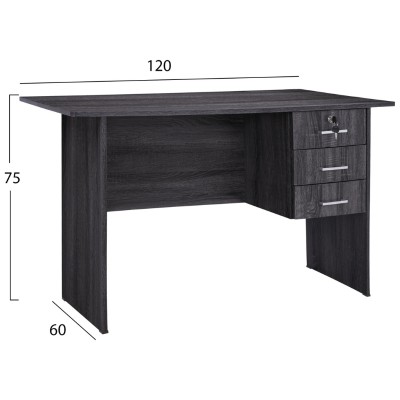 ΓΡΑΦΕΙΟ ΜΕΛΑΜΙΝΗΣ ART MAISON MIDORI 120x60x75Υεκ.ΜΕ 3 ΣΥΡΤΑΡΙΑ ΣΕ ΑΝΘΡΑΚΙ ΧΡΩΜΑ