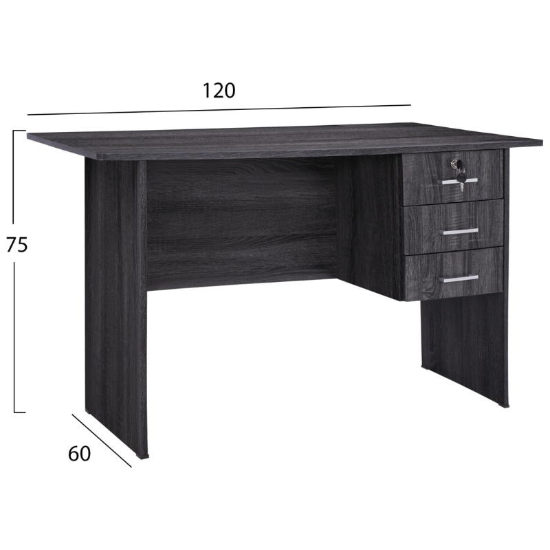 ΓΡΑΦΕΙΟ ΜΕΛΑΜΙΝΗΣ ART MAISON MIDORI 120x60x75Υεκ.ΜΕ 3 ΣΥΡΤΑΡΙΑ ΣΕ ΑΝΘΡΑΚΙ ΧΡΩΜΑ