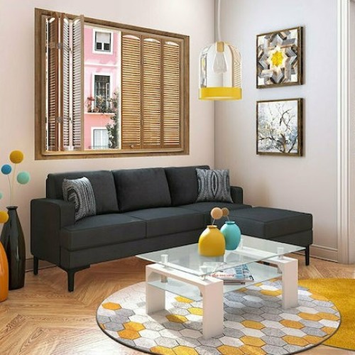 Γωνιακός καναπές Art Maison Αδαμαντίς - Charcoal (185x140x70εκ)