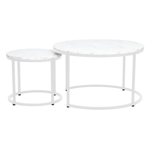 Τραπέζια σαλονιού 2 τεμάχια Art Maison Μελάνθιον - White (80x48&48x42εκ.)