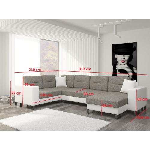 Γωνιακός καναπές Δεξιά Γωνία Art Maison Afton - White Charcoal (312x210x95εκ)