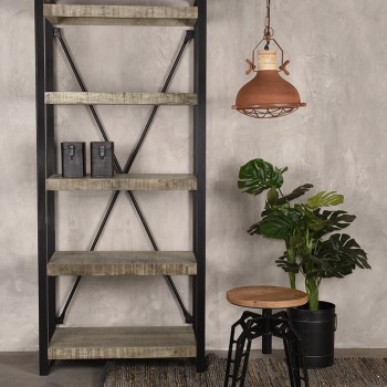 ΒΙΒΛΙΟΘΗΚΗ ART MAISON BAKERSFIELD - NATURAL BLACK (80x45x185εκ.)