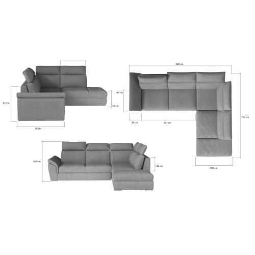 Γωνιακός καναπές Αριστερή Γωνία Art Maison Addison - Dark Gray (260x210x102εκ)