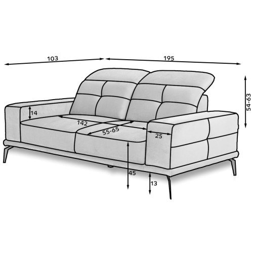 Διθέσιος καναπές Art Maison Argyle - Black (195x113x106εκ)