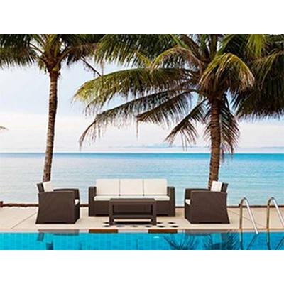 Σετ Τριθέσιου Καναπέ Πολυπροπυλενίου με μαξιλάρια Art Maison Fredericia - Brown (198Χ79Χ79εκ.)