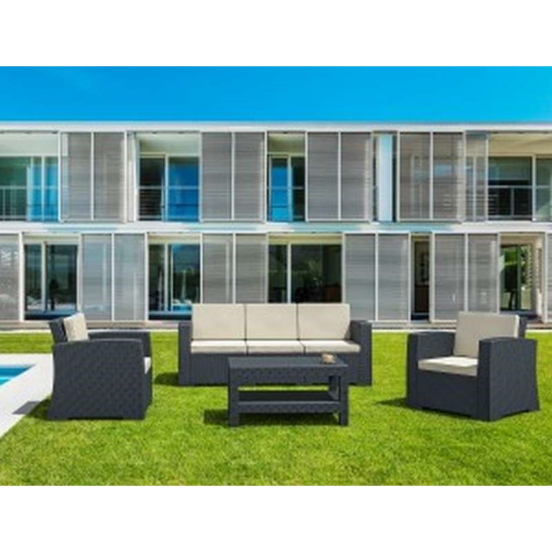 Καναπές Τριθέσιος Πολυπροπυλενίου με μαξιλάρι Art Maison Fredericia - Dark Gray (198Χ79Χ79εκ.)