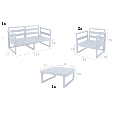 Σετ Κήπου 4 Τεμαχίων με μαξιλάρια Art Maison Vojens - Light Brown (138x75x75-73x72x75-65x65x33εκ.)
