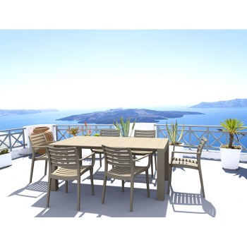 Σετ Τραπεζαρίας 7τμχ Art Maison Jigra Taupe 100X180/220Χ75εκ.