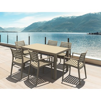 Σετ Τραπεζαρίας 7τμχ Art Maison Jinbe Taupe 140Χ80Χ75εκ.