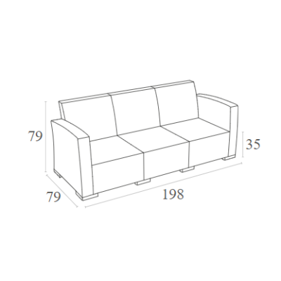 Καναπές Τριθέσιος Πολυπροπυλενίου με μαξιλάρι Art Maison Fredericia - Dark Gray (198Χ79Χ79εκ.)