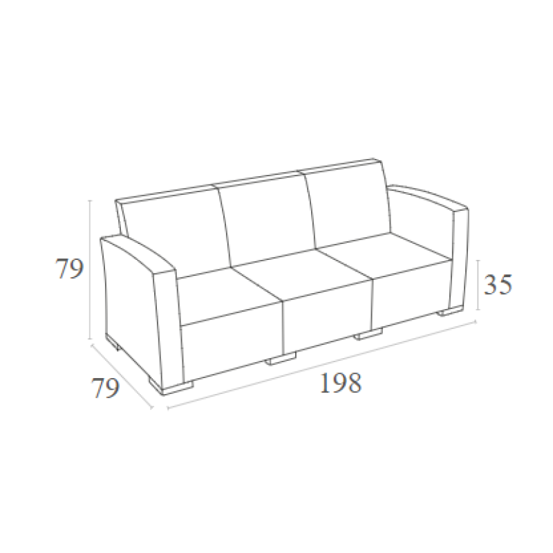 Καναπές Τριθέσιος Πολυπροπυλενίου με μαξιλάρι Art Maison Fredericia - Dark Gray (198Χ79Χ79εκ.)