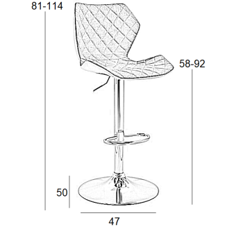 Σκαμπό Μπάρ Art Maison Faaborg 2τμχ Μαύρο Ύφασμα 47x50x115εκ.-47Χ50Χ65-94/87-115εκ.