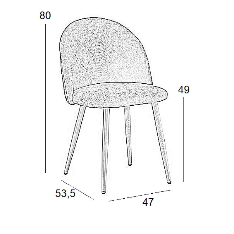 Καρέκλα Τραπεζαρίας Art Maison Nyborg Μεταλλική 4τμχ Μαύρο/Γκρί Ύφασμα 47X53.5X49-80εκ.-47X53.5X49-80εκ.