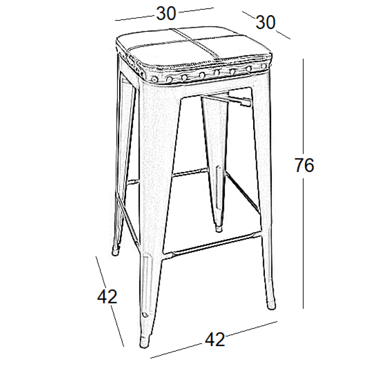 Σκαμπό χωρίς πλάτη Art Maison Olstykke - Black (43X43X76εκ.)
