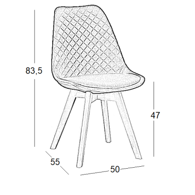 Καρέκλα Τραπεζαρίας Art Maison Chimchar Ξύλινη 4τμχ Grey Ύφασμα 50x56x84εκ.-50Χ56Χ84εκ.