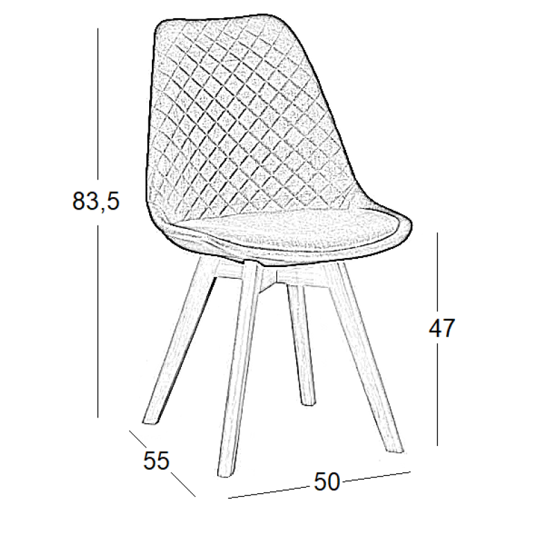 Καρέκλα Τραπεζαρίας Art Maison Chimchar Ξύλινη 4τμχ Grey Ύφασμα 50x56x84εκ.-50Χ56Χ84εκ.