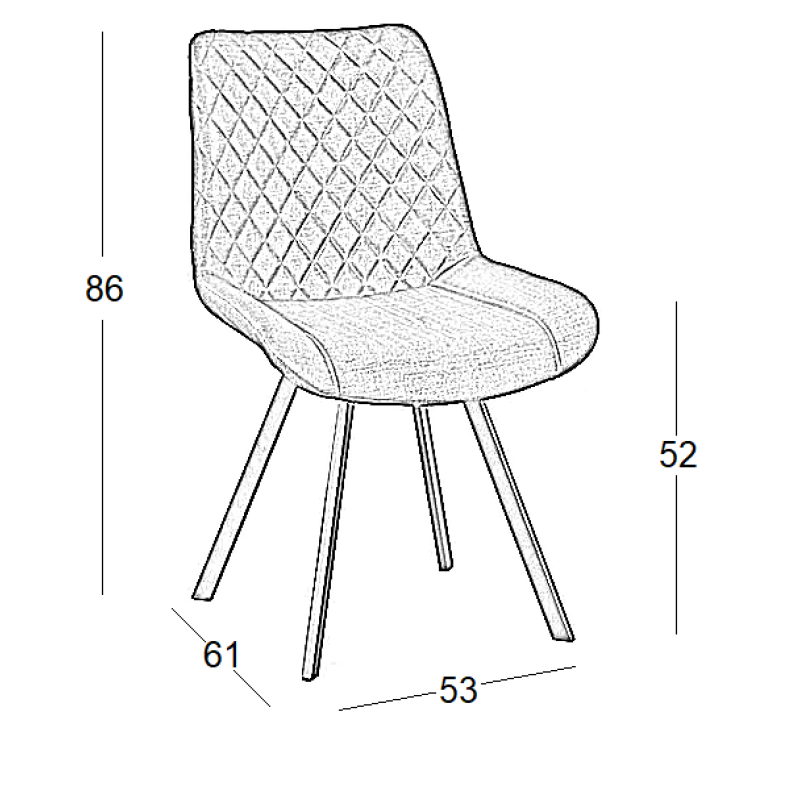 ART MAISON CHINGLING GREY ΥΦΑΣΜΑ ΚΑΡΕΚΛΑ ΜΕΤΑΛΛΙΚΗ-53X58X85εκ.
