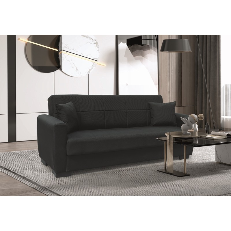 Καναπές -Κρεβάτι Art Maison Duchess Τριθέσιος Ύφασμα Μαύρο Με Αποθ.Χώρο 210X80εκ.-210Χ80Χ75εκ. ΚΡΕΒ.180Χ100