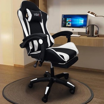 ΜΑΥΡΟ/ΛΕΥΚΟ ΠΟΛΥΘΡΟΝΑ ART MAISON SHUPPET GAMING/ΜΕ ΥΠΟΠΟΔΙΟ-64X62X113-121εκ.