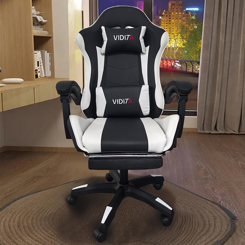 ΜΑΥΡΟ/ΛΕΥΚΟ ΠΟΛΥΘΡΟΝΑ ART MAISON SHUPPET GAMING/ΜΕ ΥΠΟΠΟΔΙΟ-64X62X113-121εκ.