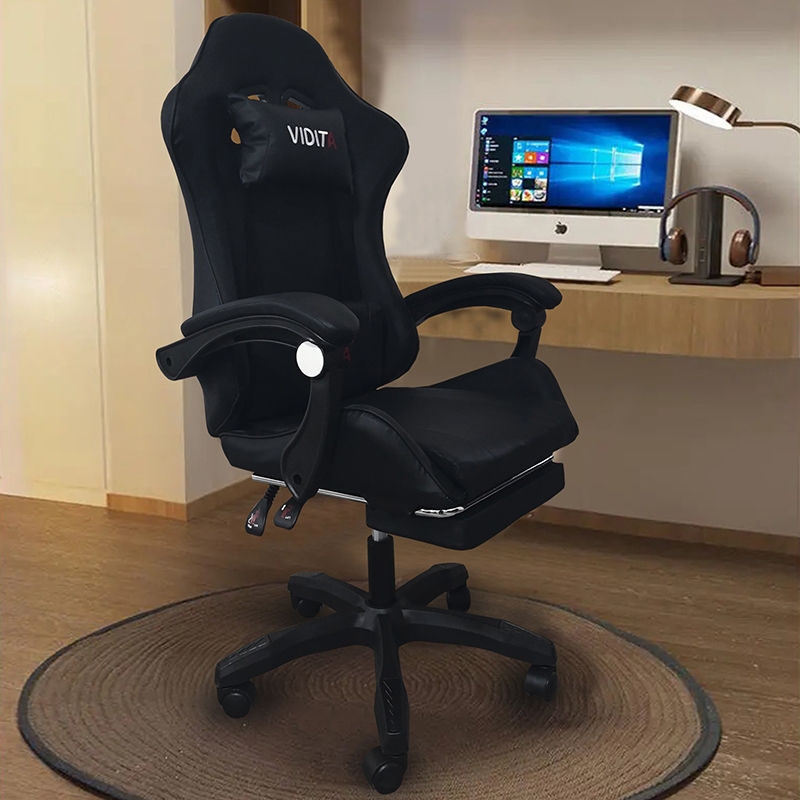 ΜΑΥΡΟ ΠΟΛΥΘΡΟΝΑ ART MAISON SILICOBRA GAMING/ΜΕ ΥΠΟΠΟΔΙΟ-64X62X113-121εκ.