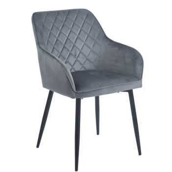 ΠΟΛΥΘΡΟΝΑ ART MAISON BOBBIN GREY VELVET ΥΦΑΣΜΑ ΜΕΤΑΛΛΙΚΗ-54X58X82εκ.