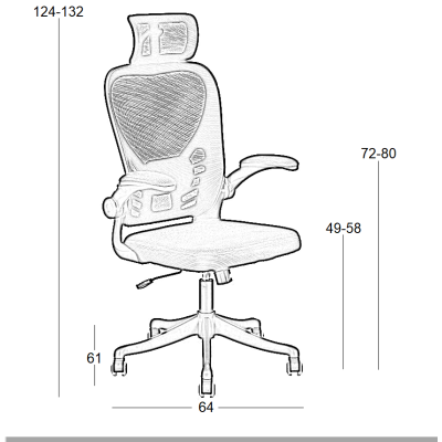 ΜΑΥΡO MESH ΠΟΛΥΘΡΟΝΑ ΓΡΑΦΕΙΟΥ ART MAISON RYUU-64X61X49-124/58-132εκ.