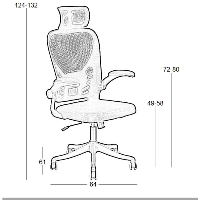 ΜΑΥΡO MESH ΠΟΛΥΘΡΟΝΑ ΓΡΑΦΕΙΟΥ ART MAISON RYUU-64X61X49-124/58-132εκ.