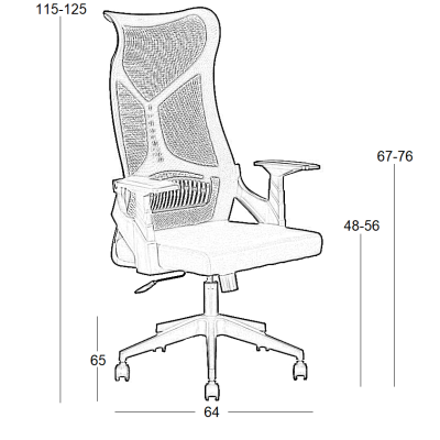 ΜΑΥΡO MESH ΠΟΛΥΘΡΟΝΑ ΓΡΑΦΕΙΟΥ ART MAISON RYOTO-64X65X48-115/56-125εκ.