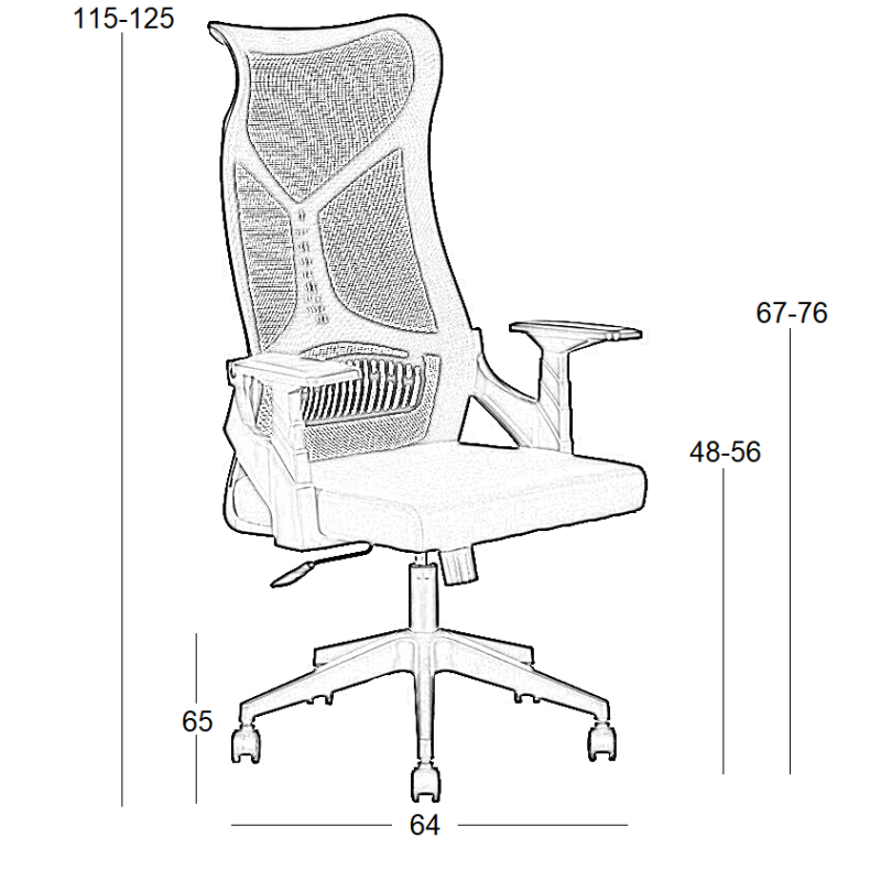 ΜΑΥΡO MESH ΠΟΛΥΘΡΟΝΑ ΓΡΑΦΕΙΟΥ ART MAISON RYOTO-64X65X48-115/56-125εκ.