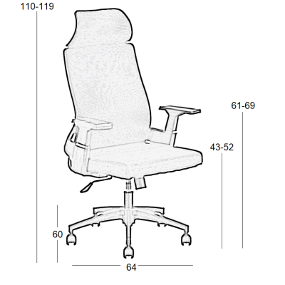ΜΑΥΡO MESH ΠΟΛΥΘΡΟΝΑ ΓΡΑΦΕΙΟΥ ART MAISON PICCOLO-64X60X43-110/52-119εκ.