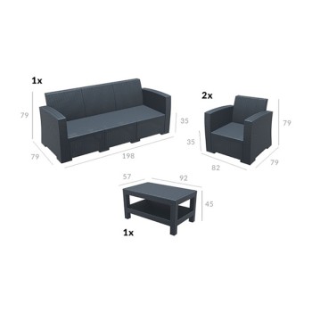 Σετ Τριθέσιου Καναπέ Πολυπροπυλενίου με μαξιλάρια Art Maison Fredericia - Brown (198Χ79Χ79εκ.)