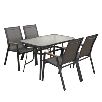 SET ΤΡΑΠΕΖΑΡΙΑΣ ART MAISON KIEV 5ΤΜΧ ΑΝΘΡΑΚΙ 120Χ70εκ.-ΚΑΡ. 56Χ64Χ90 / ΤΡΑΠ. 120X70X71εκ.